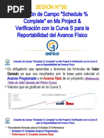 Clase 09a1-Creación de Campo Schedule % Complete en Ms Project & Verificacion