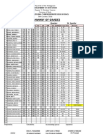 Summary of Grades JHS, Ste, SPS