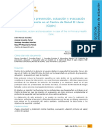 Protocolo de Prevención, Actuación y Evacuación Ante Un Incendio en El Centro de Salud El Llano (Gijón)