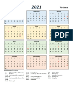 2021 Calendar Streamlined Colored With Holidays Portrait en Va