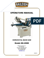 Baleigh Band Saw Manual BS-250M New