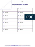 Factoring / Distributive Property Worksheet: Factor The Expressions