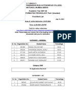 MSC IT Sem I Meritlist I