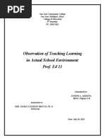 Observation of Teaching Learning in Actual School Environment Prof. Ed 11