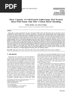 Shear Capacity of Cold-Formed Light-Gauge Steel Framed Shear-Wall Panels With Fiber Cement Board Sheathing