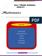 ICSE Class 7 Maths Reduced Syllabus 2020 21