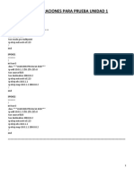 Configuraciones para Prueba Unidad 1