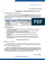 09.12.2020 - Recuperação Final - Comunicado 1º Ano