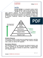 Memory Hierarchy: Memory Hierarchy Design in A Computer System Mainly