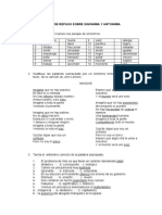 Taller de Repaso Sobre Sinonimia y Antonimia