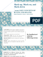 Business Mathematics Lesson 3 Key Concepts in Buying and Selling Part 1 Mark-Up, Markdown, and Mark-On (Week6)