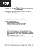 Republic Act No. 9851 The Philippine Act of Crimes Against International Humanitarian Law, Genocide and Other Crimes Against Humanity