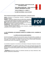 Guía #8 - 11° - El Artículo de Divulgación Científica - Julio 23