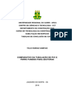 Comparativo Da Tubulacao de PVC e Ferro Fundido para Adutora