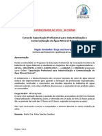 Curso de Capacitação Profissional para Industrialização e Comercialização de Água Mineral Natural