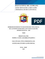 Síndrome de Burnout en Docentes Del Nivel Inicial de Las Instituciones Educativas Estatales Del Distrito de Puno - 2019 - Albarracin Yessica