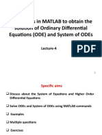 Commands in Matlab To Obtain The Solution of Ordinary Differential Equations (Ode) and System of Odes