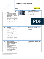 Mock Job Phone Interview Rubrics