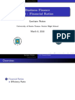 Business Finance 2.2: Financial Ratios: Lecture Notes