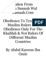 Obedience To Tyrannical Muslim Rulers & Is Obedience Only For The Khalifah & Not Rulers of Different Muslim Countries