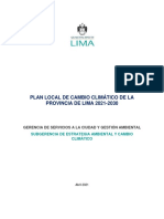 Plan Local de Cambio Climatico de La Provincia de Lima 2021 2030