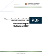 General Paper (Syllabus 8807) : Singapore-Cambridge General Certificate of Education Advanced Level Higher 1 (2022)