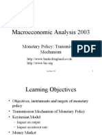 Macroeconomic Analysis 2003: Monetary Policy: Transmission Mechanism