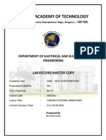 Control Systems Lab Manual 18EEL66 Student