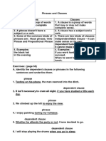 Phrases, Clauses, Finite and Non-Finite Verbs