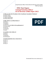 Appraising - Valuation Officer Federal Board of Revenue (2015) (FPSC FBR Past Papers)