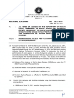 DBM Regional Advisory No. 2021-018 - Submission of FY 2021 Mid-Year Agency Performance Review (APR) Report