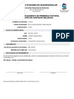 Igreja Do Evangelho Quadrangular: Recibo de Pagamento de Prebenda Pastoral Ministro de Confissão Religiosa