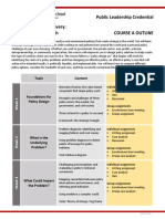 Public Leadership Credential Policy Design and Delivery: A Systematic Approach Course A Outline