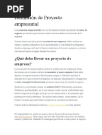 Definición de Proyecto Empresarial