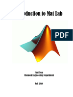 Introduction To Mat Lab: First Year Chemical Engineering Department