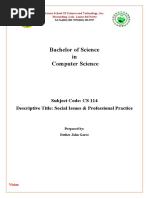 Bachelor of Science in Computer Science: Subject Code: CS 114 Descriptive Title: Social Issues & Professional Practice