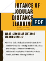 Importance of Modular Distance Learning