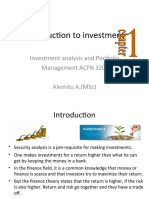 Introduction To Investment: Investment Analysis and Portfolio Management Acfn 3201 Alemitu A. (MSC)