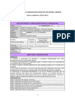 Programa de La Asignatura Derecho Procesal Laboral Curso Académico 2016-2017