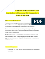 Instructions For BOTA & BOTG Students For Even Semester Internal Assessment (IA) Examination To Be Held in July, 2021