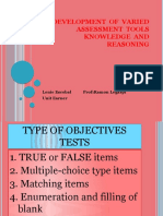 Development of Varied Assessment Tools Knowledge and Reasonong