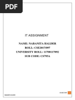 It Assignmet Name: Nabanita Halder ROLL: CSE2017/097 UNIVERSITY ROLL: 11700117092 Sub Code: Cs795A