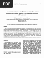 A New in Vitro Technique For The Evaluation of Drug Release Profile From Colloidal Carriers - Ultrafiltration Technique at Low Pressure