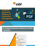 SIT60316 Advanced Diploma of Hospitality Management: S S B T V 1 - 0 2 0 1 6