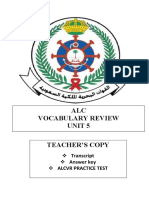 ALC Vocabulary Review Unit 5 Teacher'S Copy: Transcript Answer Key Alcvr Practice Test