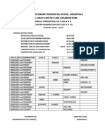 Date Sheet For Off Line Examination: BSF Senior Secondary Residential School, Kadamtala