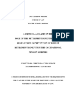 Kimathi - A Critical Analysis On The Role of The Retirement Benefits Act and Regulations in Prevention of Loss of Retirement Benefits in The Occupational Pension Schemes