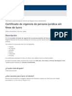 Certificado de Vigencia de Persona Jurídica Sin Fines de Lucro