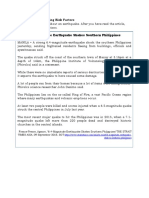 6.4-Magnitude Earthquake Shakes Southern Philippines: Activity 2.2: Identifying Risk Factors