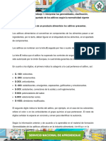 Generalidades de Los Aditivos Utilizad Os en La Industria Alimentaria, Identifique en La